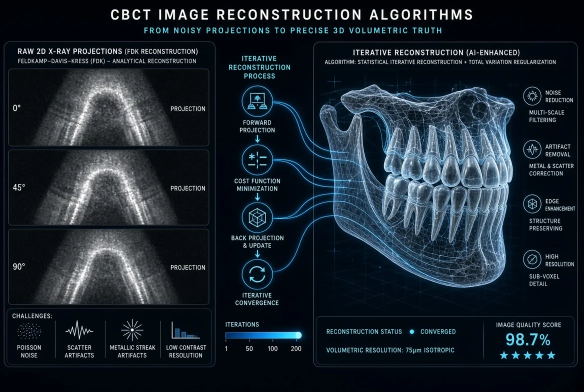 Algorithmes de reconstruction 3D : De la méthode FDK aux approches itératives et optimisées en CBCT