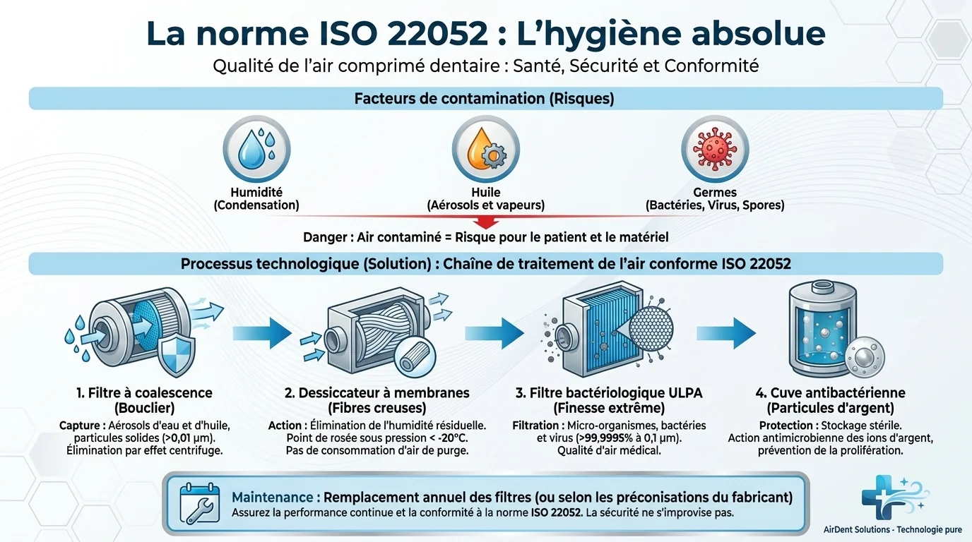 comprendre la norme ISO 22052 pour l'air dentaire